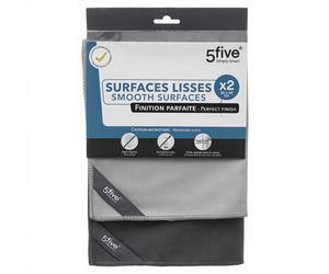 5five Lot de 2 chiffons microfibre à surface lisse