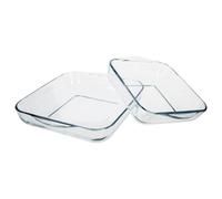 5Five Lot de 2 plats carrés en verre
