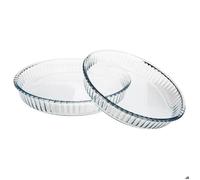 Borcam 1690038 Lot de 2 Plats à Tarte Forme Ronde Verre Transparent 32 x 32 x 5 cm