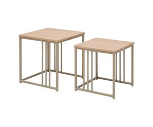 5five - lot de 2 tables gigognes duna carrées 40/45cm beige