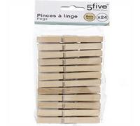 5five Lot de 24 pinces à linge en bois