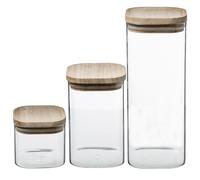 5five Bocaux hermétiques en verre avec couvercle en bois – Lot de 3