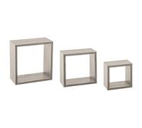 5five - Lot de 3 Étagères Murales Cube Fixy Gris Effet Chêne, 3 Tailles, Fixation Invisible - pour Salon, Chambre, Bureau