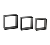 5five - Lot de 3 Étagères Murales Cube Fixy Noir - Fixations Invisibles, Rangement Décoratif - pour Salon, Chambre, Bureau
