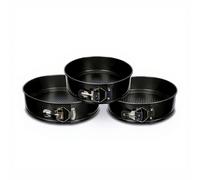 Secret de Gourmet – Lot de 3 moules à manqué démontables aluminium Ø 26/24/22 cm Noir