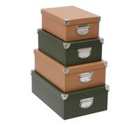5five - lot de 4 boîtes unies box' rectangulaires kaki et orange