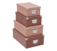 5five - lot de 4 boîtes unies box' rectangulaires rose