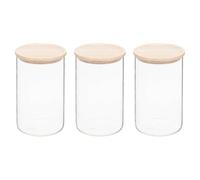 5Five - Lot de Bocal HERMET Transparents en Hévéa et Verre Borosilicate - Accessoire de Table et Cuisine, Utilisation Quotidienne