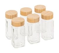 5Five - Lot de Pot à Épices Transparent en Verre et Bambou - Organisateur d’épices