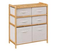 Meuble étagère avec 6 paniers Tidy box bambou Marron