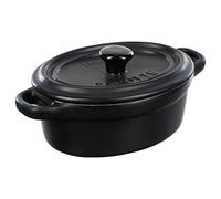5five - Mini Cocotte Ovale Noire en Grès 15 x 9 cm Avec Couvercle - Pour Présentation Individuelle, Ramequin