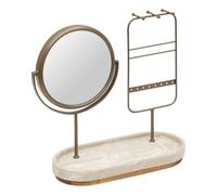 5five - miroir de beauté porte-bijoux come ovale 25,5x27cm beige