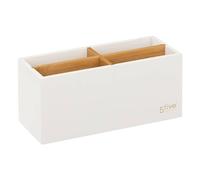 Five - Organiseur de Salle de Bain Rangement Maquillage 4 Compartiments Natureo Blanc et Bambou