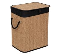 5five Panier à linge en bambou et tissu noir 60 L