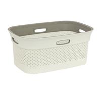 5five - Panier à Linge Purl 45L Beige Lin - Trous d'Aération - Léger - Poignées Ergonomiques Portage Facile - Corbeille de Rangement Plastique