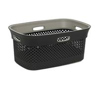 5five - Panier à Linge Purl 45L Gris - Trous d'Aération - Léger - Poignées Ergonomiques Portage Facile - Corbeille de Rangement Plastique