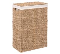 5five - Panier à Linge Rectangulaire Vannerie - 40L, Roseau, L 38 x H 55 cm, Avec Couvercle et Sac Amovible - Pour Salle de Bain, Buanderie