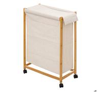 5five - panier à linge roulette 52l beige