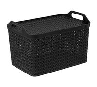 5five - panier ajouré plastique avec couvercle 24l noir