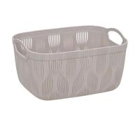 5Five - Panier de Rangement LEAF Beige Plastique - 28,7x22,2x15,2cm - Organisateur, Corbeille, Accessoire Pratique pour Salle de Bain ou Buanderie