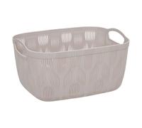 5Five - Panier de Rangement LEAF Beige Plastique - 37,7x28,5x20cm - Organisateur, Corbeille, Accessoire Pratique pour Salle de Bain ou Buanderie