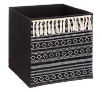 5five - panier tissu 31x31cm ""mix n modul"" noir et blanc pompons