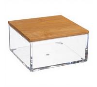 5five Petite boîte à clés en bambou transparente et en bois, polystyrène et bambou, L 9,65 x l 9,65 x H 5,1 cm