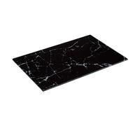 5five - Planche à Découper en Verre Effet Marbre Noir - 30 x 20 cm - Multi-Usages 4 en 1, Résistante à la Chaleur - Pour la Cuisine, Dessous de Plat