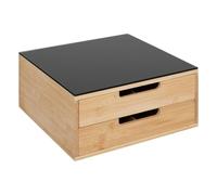 5five - Porte-Capsules Blackbamboo 30 x 30 x 14.5 cm, Bambou, 2 Tiroirs, Séparateurs Modulables - Support pour Machine à Café, Rangement Dosettes