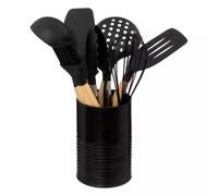 5five Pot métal porte-ustensiles Acacia 30 cm Noir – 7 ustensiles