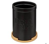5five - pot à ustensiles couvercle bambou "naturéo" en céramique noir