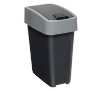 5five - Poubelle à 2 Ouvertures Manuelles - Capacité 10L - Plastique - Noir et Gris - Poignée Confortable - Gain de Place - Facile à Nettoyer