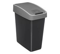 5five - Poubelle à 2 Ouvertures Manuelles - Capacité 45L - Plastique - Noir et Gris - Poignée Confortable - Gain de Place - Facile à Nettoyer