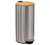 FIVE Simply Smart - Poubelle en Métal & Bambou Natureo 30L Argent Argent
