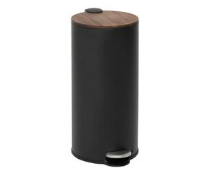 5five - poubelle modern color avec pedale 30l noir et acacia 29,2x37,7x59,5 cm