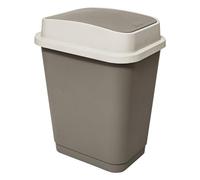 5five - Poubelle Plastique 25L Taupe Couvercle Double Système d'Ouverture Manuelle Pratique Système de Fixation du Sac Léger Nettoyage Facile