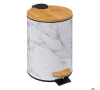 5five - poubelle soft close métal 3l ""lea"" blanc effet marbre