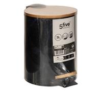 5five - poubelle soft close métal 3l ""lea"" noir effet marbre