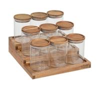 5five - présentoir à épices harmony avec lot de 9 bocaux en acacia