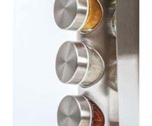 5FIVE Présentoir à épices rotatif pour 12 bocaux en acier inoxydable et bambou