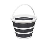 5five - Seau Pliable 10L - Compact et Pliable - Gain de Place - Usage Intérieur/Extérieur - Nettoyage, Ménage, Buanderie, Voiture,Pêche, Randonnée, Camping - Gris et Blanc - D. 32 x H. 25 cm