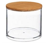 Boite à coton transparente ronde avec couvercle bambou Ø9,7 cm, 5Five Simply Smart Selena