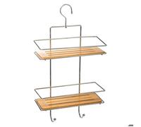 Five - Support de Douche 2 Niveaux en Métal et Bambou