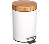5five Simply Smart Abfalleimer Natureo, Kosmetikeimer, Metall, Bambus, Kunststoff, Weiß, 3 Liter, 140801