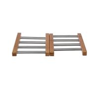5five Simply Smart Ausziehbarer Topfuntersetzer, Untersetzer, Bambus, Edelstahl, Grau, 35 x 22 cm, 100181A