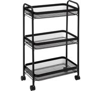 5five Simply Smart Étagère sur roulettes 3 niveaux en métal plastique noir 79cm x 46,5cm x 26,5cm