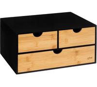 5five Simply Smart Organisateur cosmétique 3 compartiments Bava Plaque MDF bambou noir marron 16cm x 31cm x 25,3cm
