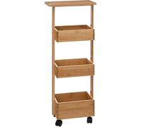5five Simply Smart Rollregal Trolley mit 3 Fächern und Ablage, Servierwagen, Bambus, 86 cm, 174783