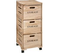 5five Simply Smart Rollschrank mit 3 Schubladen Cagette, Paulownia-Holz, Beige, 82.2 cm, 160459