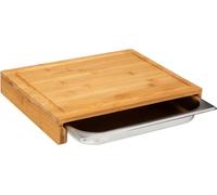 Five - Planche à découper en Bambou avec bac tiroir intégré en INOX 35 x 28.5 cm
